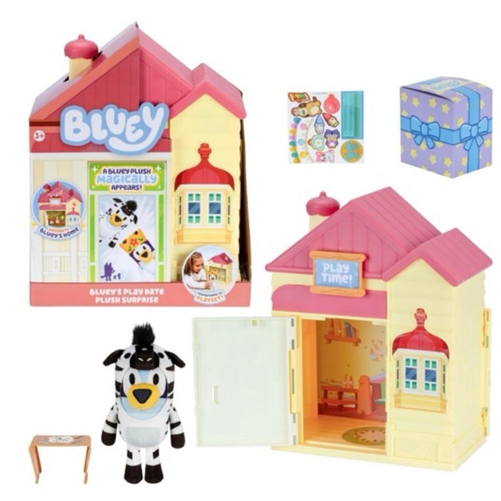 Bluey Play Date Plush Surprise House Set with Plush & Stickers Playset‎ NEW - Picture 10 of 15